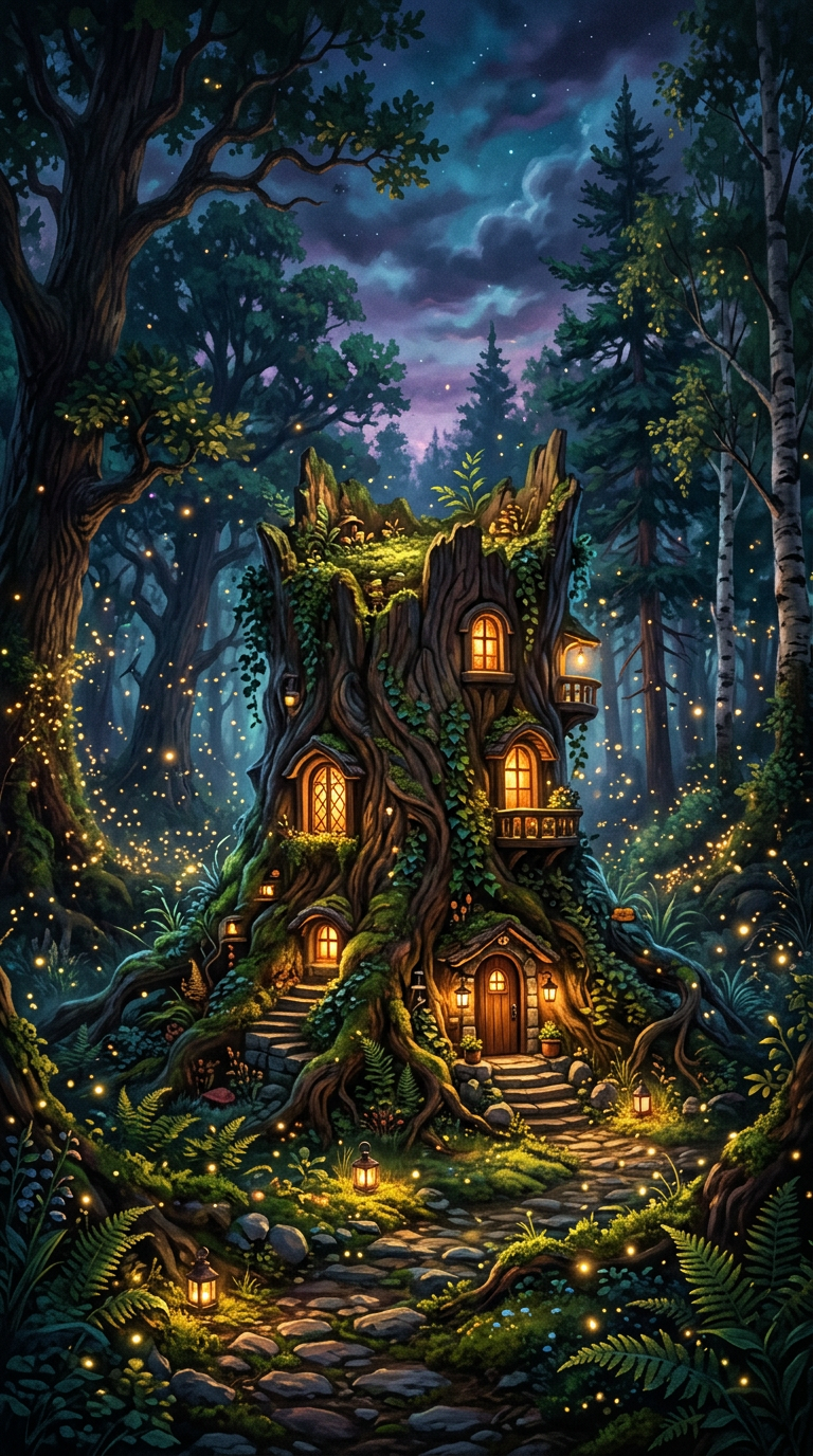 Enchanted forest stump home